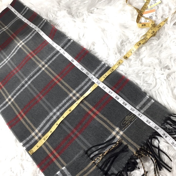 100% CASHMERE plaid fringed Made in Germany NWOT unisex - Picture 4 of 5